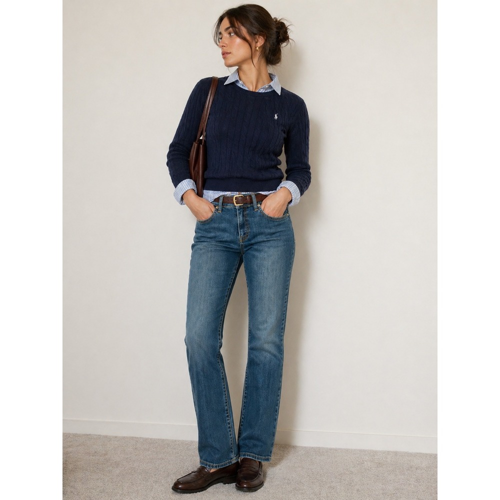 Lauren Ralph Lauren Modern Straight Curvy Jeans Blue Size 6P Denim Preppy